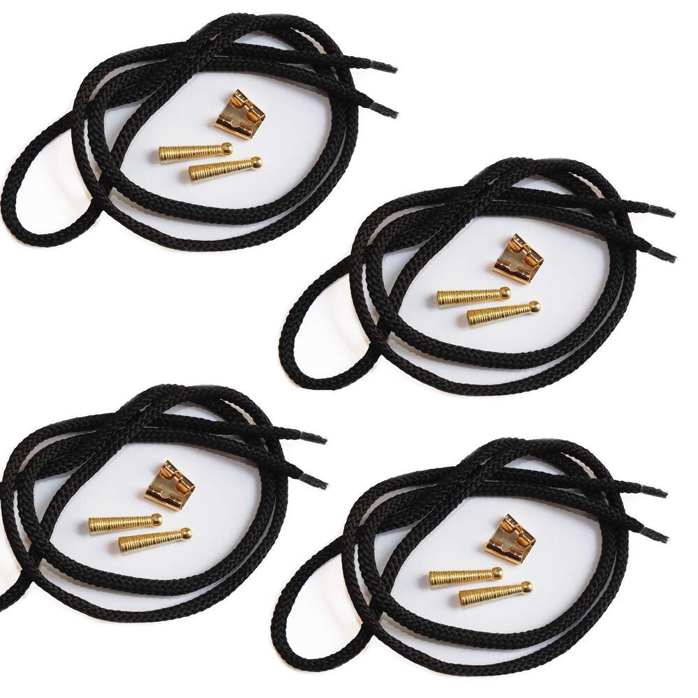 2925 Blank Bolo Tie Parts Kit Standard Slide Textured Tips Black Cord DIY